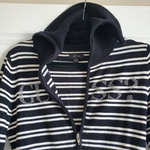 Guess Women's Cowl Neck Full Zip Sweater Jacket Size Large - Picture 2 of 8